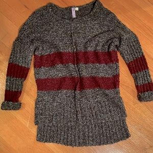 Grey and burgundy sweater